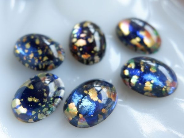 画像2: チェコヴィンテージ 【ブルーオパール18×13mm】2個 ストーンのみ ドラゴンブレス ファイヤーオパール (2)