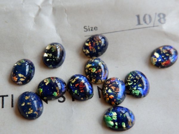 画像3: チェコヴィンテージ　【ブルーオパール10×8mm】2個　ストーンのみ　ドラゴンブレス　ファイヤーオパール (3)