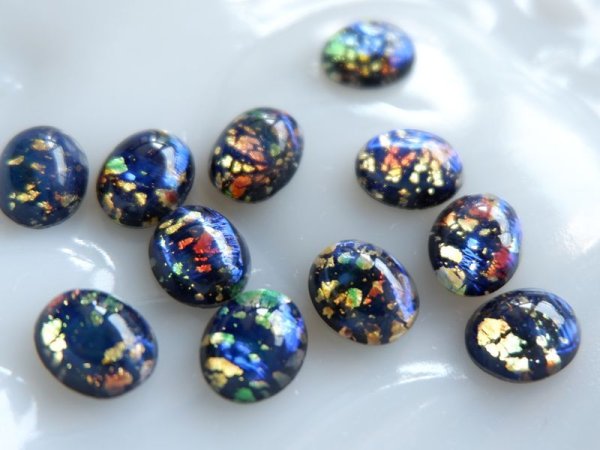 画像2: チェコヴィンテージ　【ブルーオパール10×8mm】2個　ストーンのみ　ドラゴンブレス　ファイヤーオパール (2)