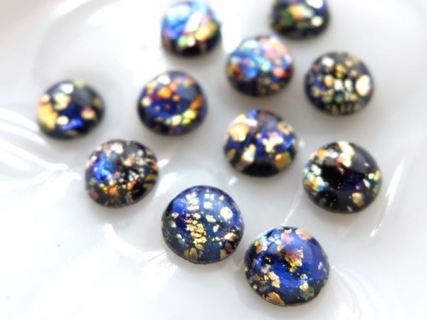 画像4: チェコヴィンテージ　【ブルーオパール・ラウンド13mm】2個　ストーンのみ　ドラゴンブレス　ファイヤーオパール (4)