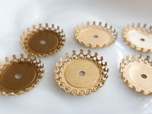 画像3: USA真鍮製  ストーンセッティング・ラウンド・フラットバック用【20ミリ】穴ありDタイプ (3)