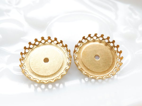 画像4: USA真鍮製 　ストーンセッティング・ラウンド・フラットバック用【23ミリ】リベット可　2個 (4)