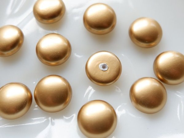 画像3: ジャパンヴィンテージ　カボション【メタリック・ゴールド13.8ミリ】2個 (3)