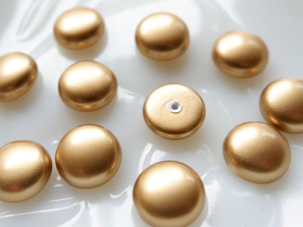 画像2: ジャパンヴィンテージ　カボション【メタリック・ゴールド13.8ミリ】2個 (2)