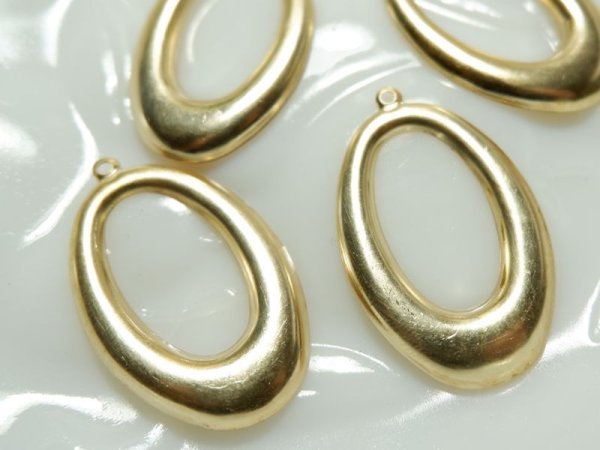 画像5: アメリカ製 真鍮パーツ　オープン・オーバルドロップ42ミリ　2個 (5)