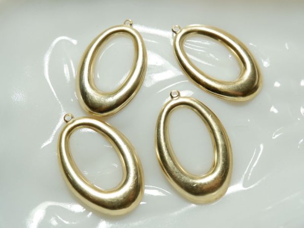 画像4: アメリカ製 真鍮パーツ　オープン・オーバルドロップ42ミリ　2個 (4)