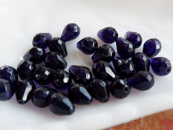 画像2: チェコ・しずく型ガラスビーズ【ディープバイオレット 4粒】12.6ミリ (2)