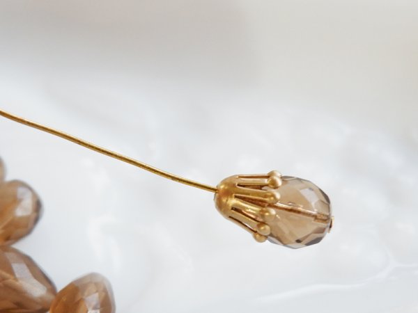 画像4: チェコ・しずく型ガラスビーズ【スモークトパーズ　4粒】12.6ミリ (4)