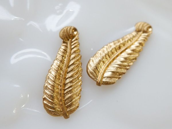 画像3: USA真鍮製スタンピング　フェザー2個 (3)