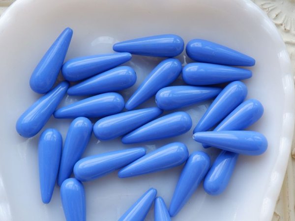 画像2: ヴィンテージ　ルーサイト系ビーズ【ロイヤルブルー・しずく型】 (2)