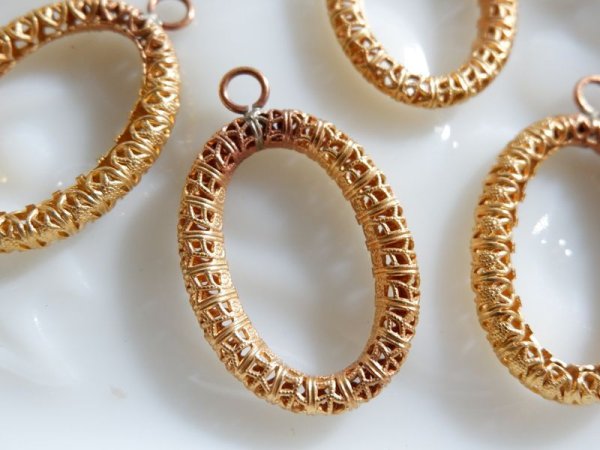 画像3: ヴィンテージUSA真鍮製【フィリグリー・オーバルリングドロップ　】1個 (3)