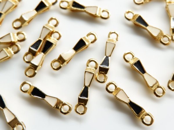 画像2: ジャパンヴィンテージ・エナメルコネクター【ブラック×アイボリー】10個 (2)