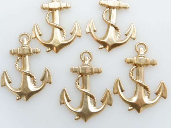 画像2: USA真鍮製　イカリのスタンピング【大】2個 (2)