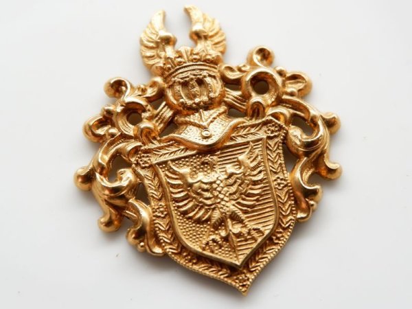 画像1: ヴィンテージ　真鍮製エンブレム　紋章【イーグルA】1個 (1)