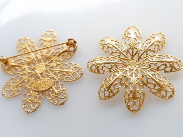 画像4: ミリアムハスケル　マットゴールド【ブローチセットB　シングルフラワー】1個　ハスケルパーツ　　　0328 (4)