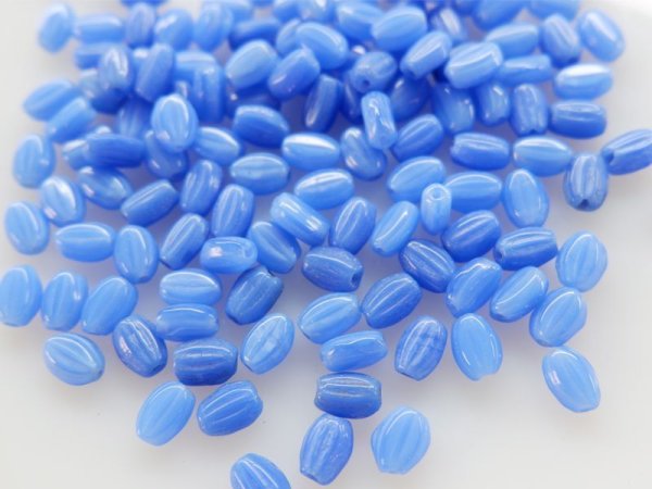 画像4: チェコヴィンテージ・ガラスビーズ【オブロング・ライン・ブルー】約100個　※バラになります　　フランスより (4)
