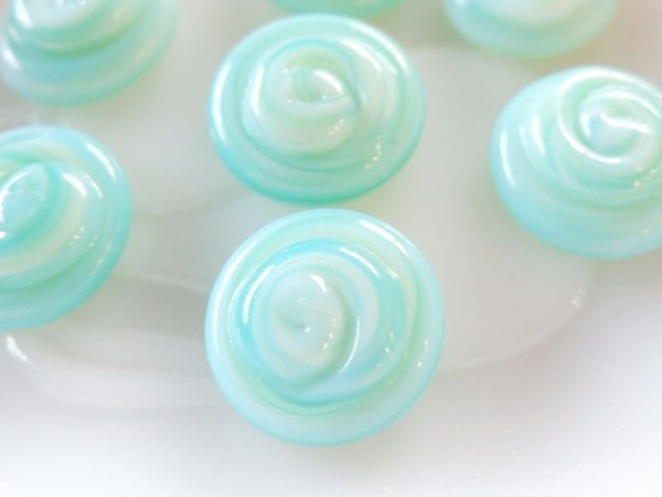 画像4: ジャパンヴィンテージ・ガラスカボション【アクア　19〜21ミリ程度】2個 (4)