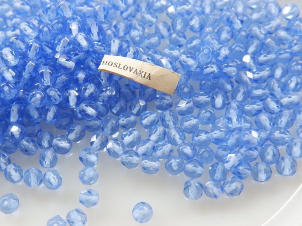 画像3: チェコスロバキアヴィンテージ・ガラスビーズ4.7ミリ【ファセットカット・ライトサファイア】約100粒 (3)