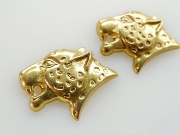 画像2: USA　真鍮製ヒョウのスタンピング　2個 (2)