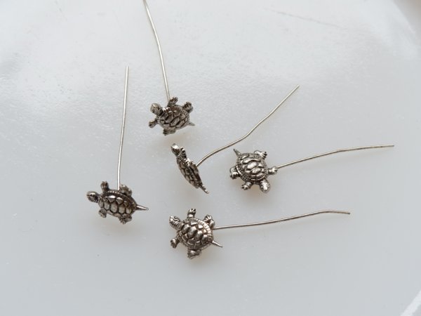 画像3: ミリアムハスケルデッドストック・アンティークシルバー色【タートルヘッドピン】4個　 (3)