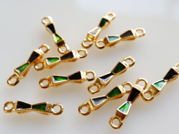 画像3: ジャパンヴィンテージ・エナメルコネクター【ブラック×グリーン】10個 (3)