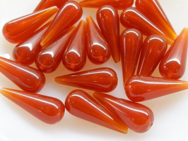 画像2: ドイツヴィンテージ　しずく型ルーサイトビーズ【アンバー29×11ミリ】10個 (2)