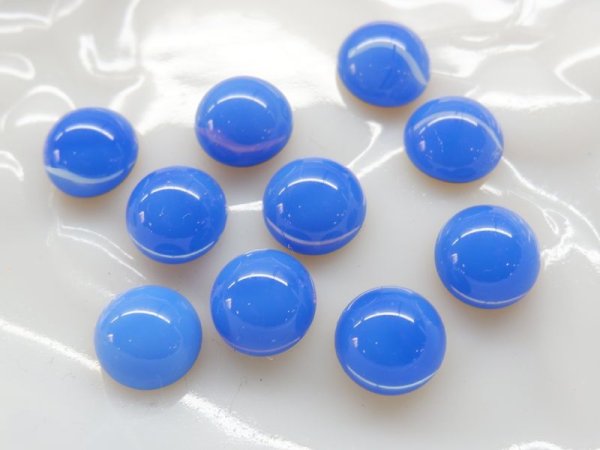 画像3: チェコヴィンテージ・ガラスカボション【ブルーオパール】直径13ミリ　2個 (3)