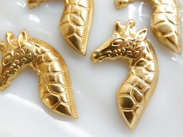 画像3: USA真鍮製　キリンのスタンピング　2個　ジラフ (3)