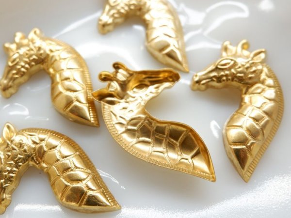 画像4: USA真鍮製　キリンのスタンピング　2個　ジラフ (4)