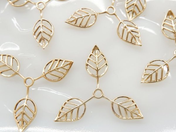 画像3: アメリカ製 真鍮(ブラス)パーツ・トリプル・フィリグリーリーフ　2個 (3)