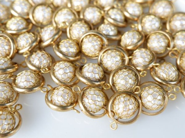 画像4: ジャパンヴィンテージ・メッシュパールビーズ＋真鍮リング【小】 (4)