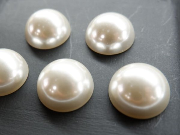 画像2: ジャパンヴィンテージ・パールカボション【19.5mm　ホワイト】2個 (2)
