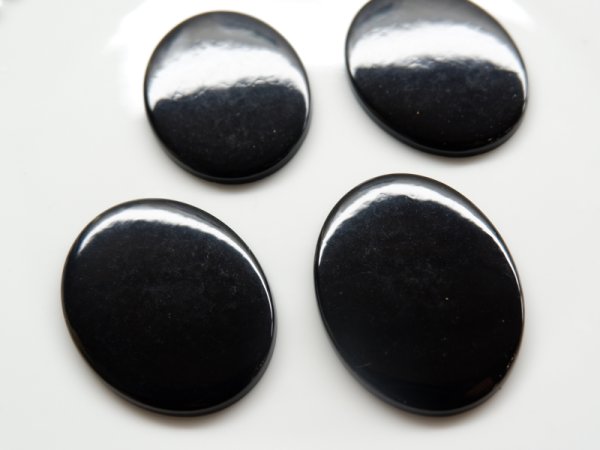 画像3: ドイツヴィンテージのカボション【ブラック】 40×30ミリ　1個 (3)