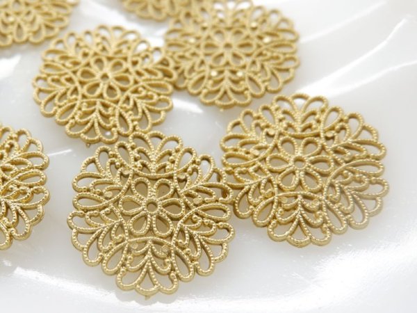 画像3: ドイツヴィンテージ・プラスチック製フィリグリー【ゴールド小】30mm　1個 (3)
