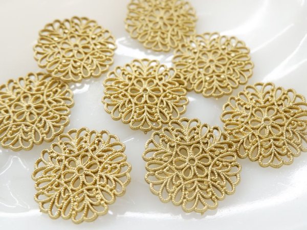 画像2: ドイツヴィンテージ・プラスチック製フィリグリー【ゴールド小】30mm　1個 (2)