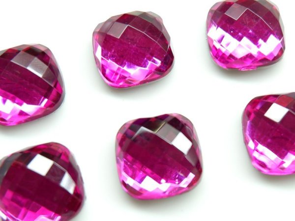 画像2: ドイツヴィンテージ・アクリル製カボション【ジュエル・フューシャ】 2個　15mm (2)