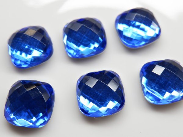 画像4: 裏面注意　ドイツヴィンテージ・アクリル製カボション【ジュエル・サファイア】 2個　15mm (4)