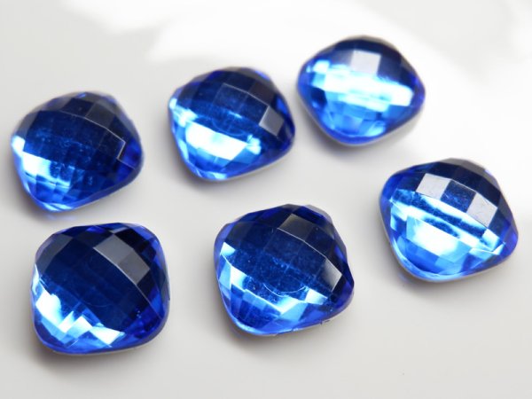 画像2: 裏面注意　ドイツヴィンテージ・アクリル製カボション【ジュエル・サファイア】 2個　15mm (2)