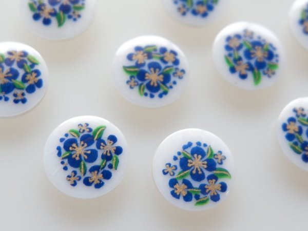 画像2: ジャパンヴィンテージ・フラワーカボション【13ミリ】 2個 (2)