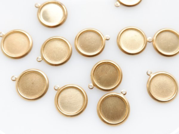 画像2: USA真鍮製　ラウンド13ミリ用　カメオ枠【シンプル】2個 (2)