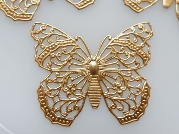 画像2: USA真鍮製 蝶・バタフライ・フィリグリー【ラージ】1個 (2)
