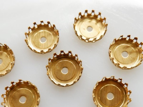 画像4: USA真鍮製 　ラウンドストーンセッティング・フラットバック用【13ミリ】リベット可　2個 (4)