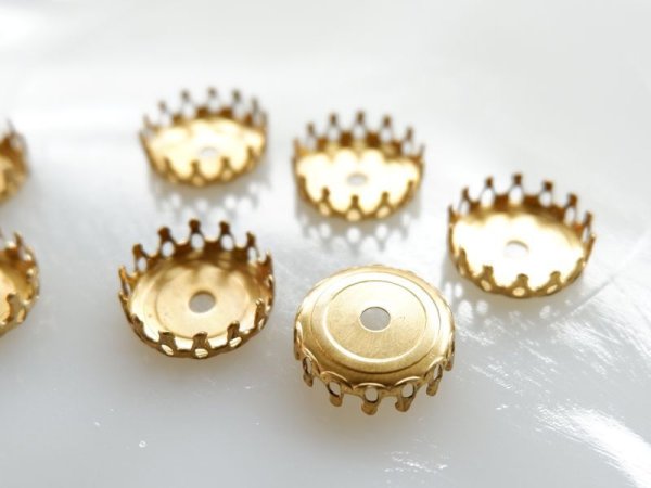 画像3: USA真鍮製 　ラウンドストーンセッティング・フラットバック用【13ミリ】リベット可　2個 (3)