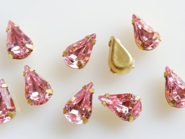 画像2: ヴィンテージスワロフスキーラインストーン【13×7.8ミリ　ライトローズ】2個 (2)