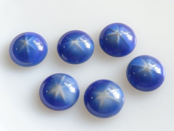 画像2: ドイツヴィンテージ　ガラスカボション【ラウンド・ブルー・スターバースト】17.5mm 　2個 (2)