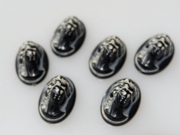 画像2: ドイツヴィンテージのルーサイト系カメオ【立体レディ・ブラック18×13ミリ】2個 (2)