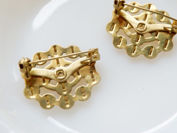 画像4: 真鍮製・ヴィンテージ・クラスター・ループブローチベース　2個 (4)