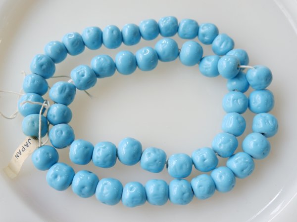 画像3: ジャパンヴィンテージ　ターコイズブルー・ガラスビーズ【バロック10ミリ】約48粒 (3)