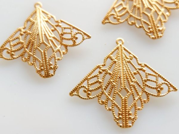 画像2: ミリアムハスケル　【マットゴールド・ウイングフィリグリードロップ】2個　　0328 (2)