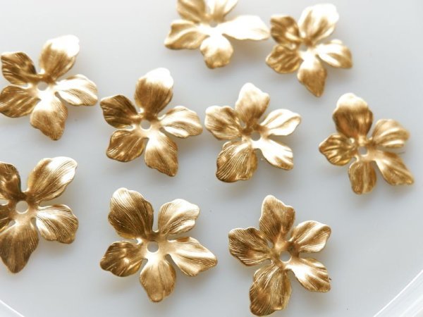 画像4: USA真鍮製　フラワーパーツ　変形フラワー穴あり　2個 (4)